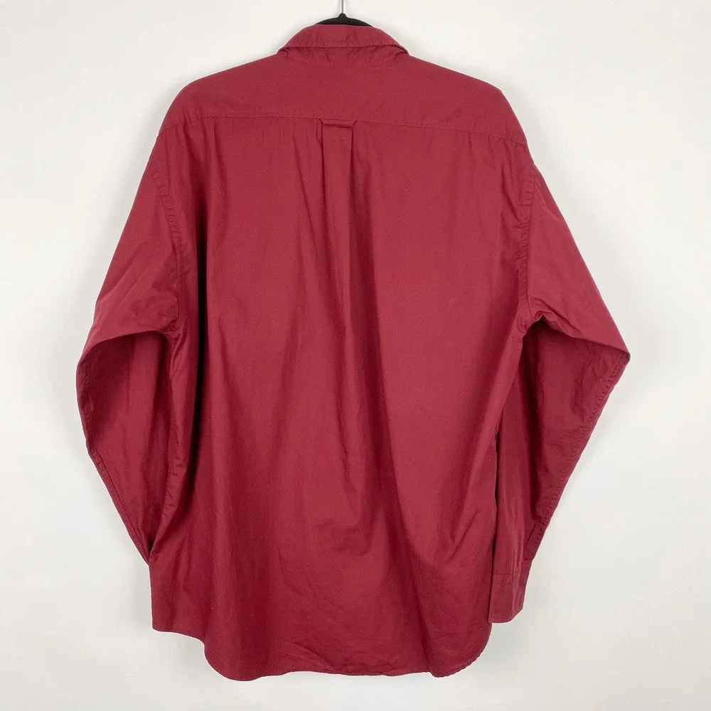 CC Filson‎ Mens Burgundy Cotton Long Sleeve Work Shirt Made in USA Large Vintage - Picture 2 of 6